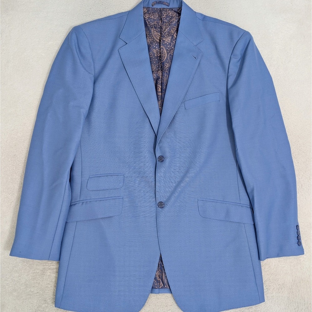 Custom Made‎ Blue Holland Sherry 2 Button Mohair Wool Blazer Jacket 48L